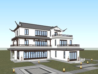 中式住宅建筑独栋别墅